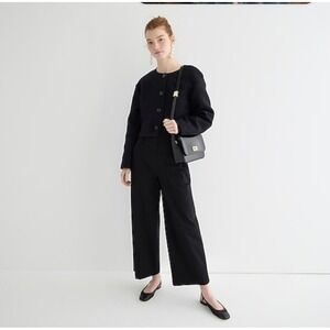 J.Crew Sydney Wide Leg Crop Pants Black‎ Sz 8 Bi-Stretch Cotton